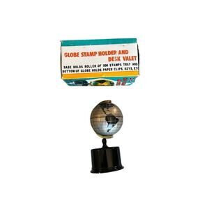 Globe Stamp Holder & Desk Valet Vintage Tin Organizer Made Japan Chadwick-Miller